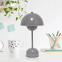 Gray Metal Mushroom Cordless Touch Lamp