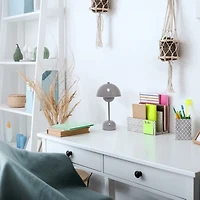 Gray Metal Mushroom Cordless Touch Lamp