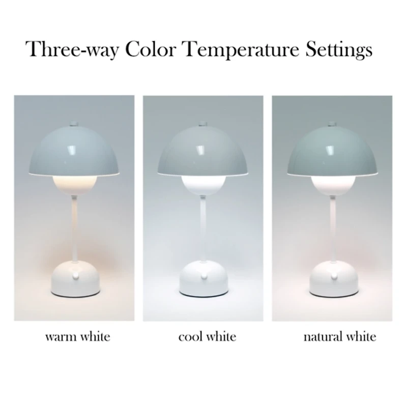 Purple Metal Mushroom Cordless Touch Lamp