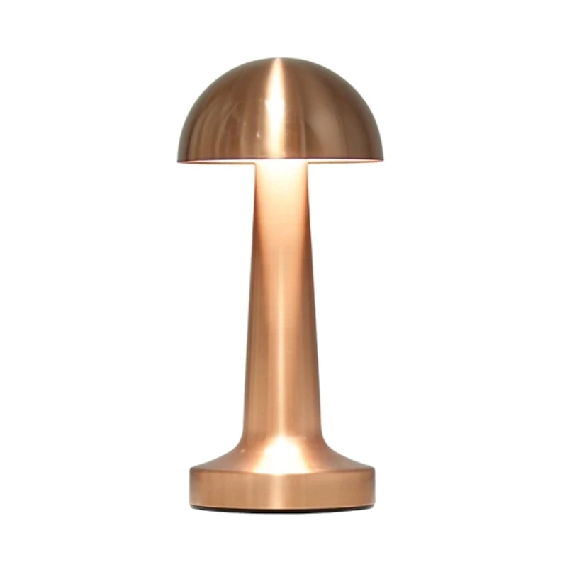 Copper Metal Mushroom Mini Cordless Lamp, 9 in.