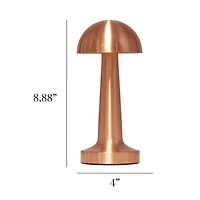 Copper Metal Mushroom Mini Cordless Lamp, 9 in.