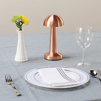 Copper Metal Mushroom Mini Cordless Lamp, 9 in.