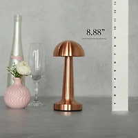 Copper Metal Mushroom Mini Cordless Lamp, 9 in.