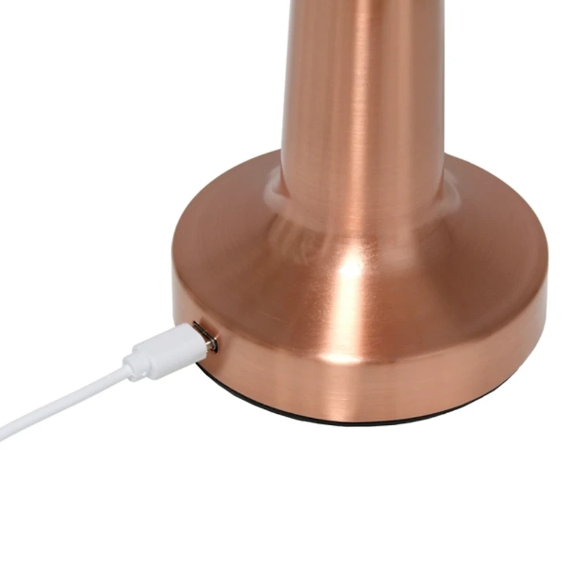 Copper Metal Mushroom Mini Cordless Lamp, 9 in.