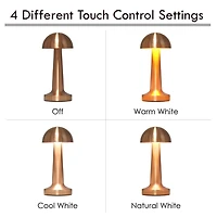 Copper Metal Mushroom Mini Cordless Lamp, 9 in.