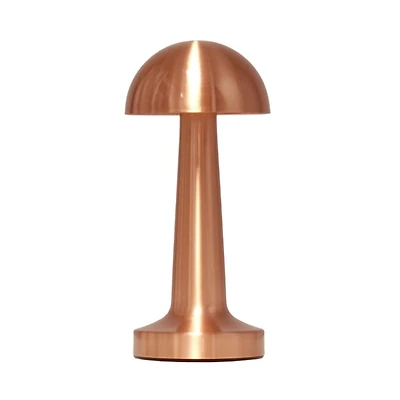 Copper Metal Mushroom Mini Cordless Lamp, 9 in.