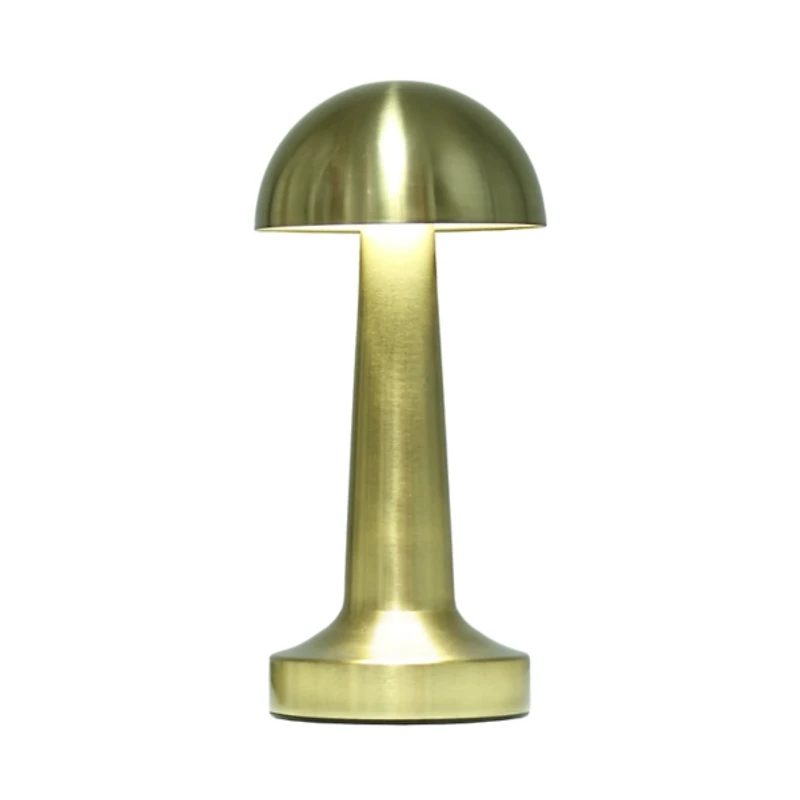 Gold Metal Mushroom Mini Cordless Lamp, 9 in.