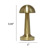 Gold Metal Mushroom Mini Cordless Lamp, 9 in.