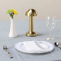 Gold Metal Mushroom Mini Cordless Lamp, 9 in.