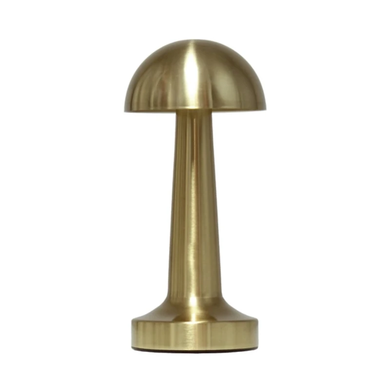 Gold Metal Mushroom Mini Cordless Lamp, 9 in.