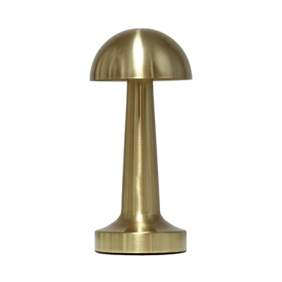 Gold Metal Mushroom Mini Cordless Lamp, 9 in.