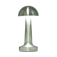 Silver Metal Mushroom Mini Cordless Lamp, 9 in.