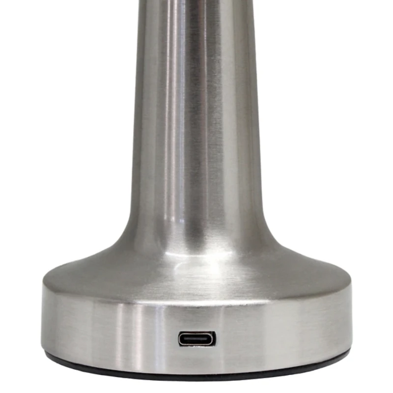 Silver Metal Mushroom Mini Cordless Lamp, 9 in.