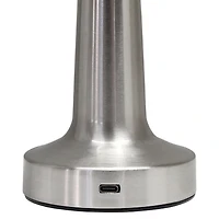 Silver Metal Mushroom Mini Cordless Lamp, 9 in.