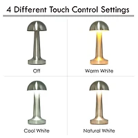 Silver Metal Mushroom Mini Cordless Lamp, 9 in.