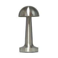Silver Metal Mushroom Mini Cordless Lamp, 9 in.