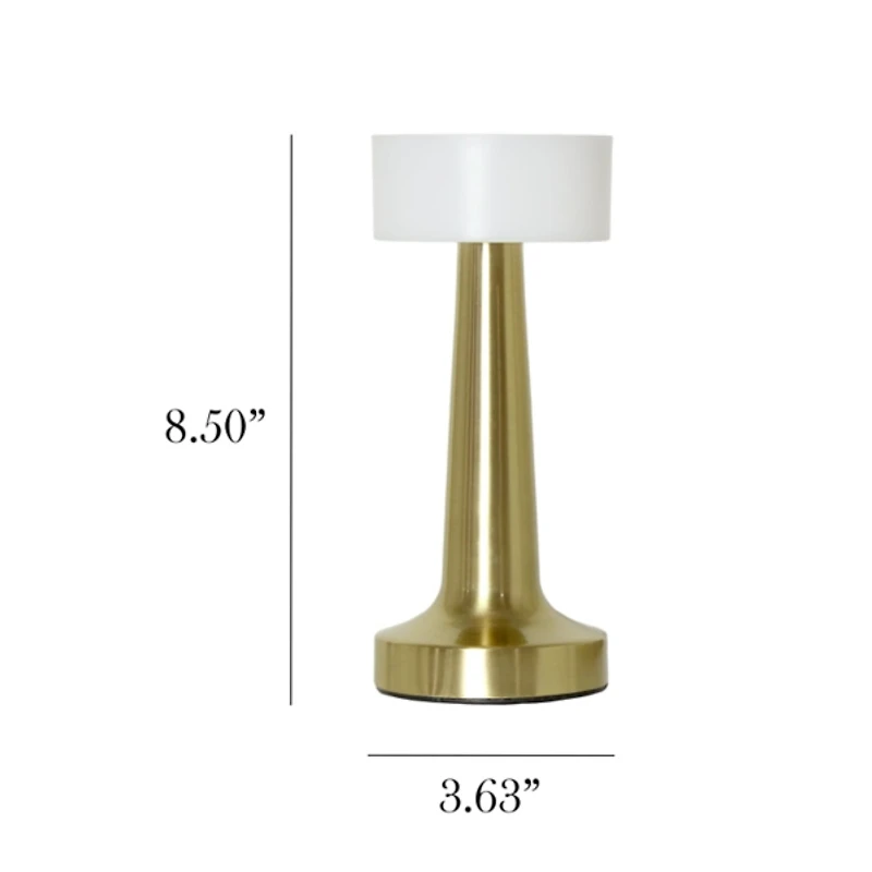 Gold Metal Modern Mushroom Cordless Lamp, 8.5 in.