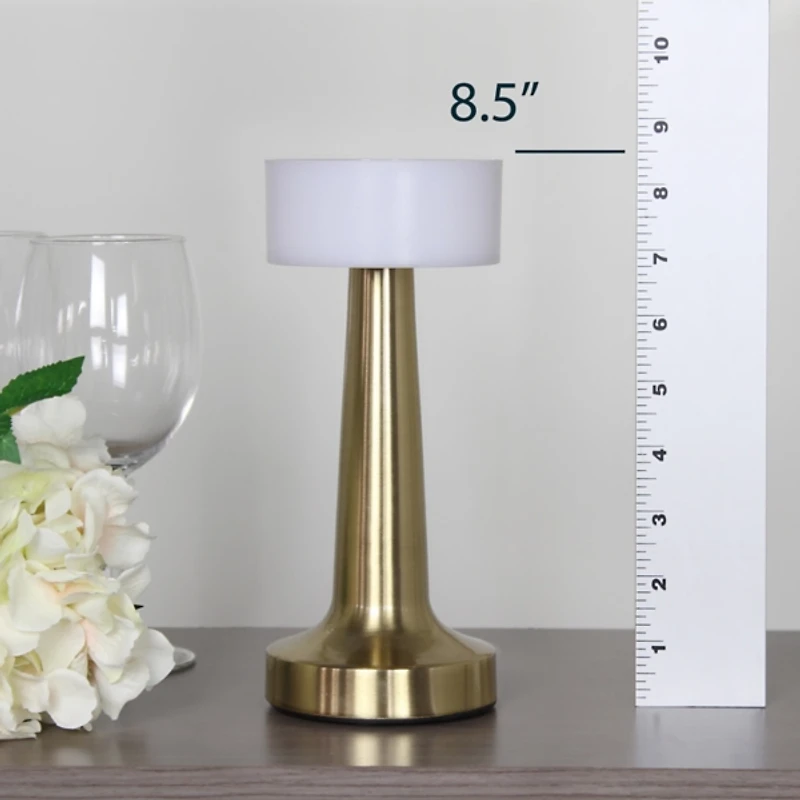 Gold Metal Modern Mushroom Cordless Lamp, 8.5 in.