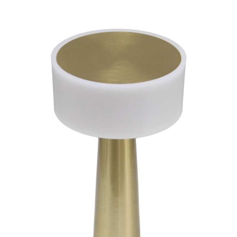 Gold Metal Modern Mushroom Cordless Lamp, 8.5 in.