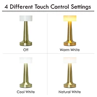 Gold Metal Modern Mushroom Cordless Lamp, 8.5 in.