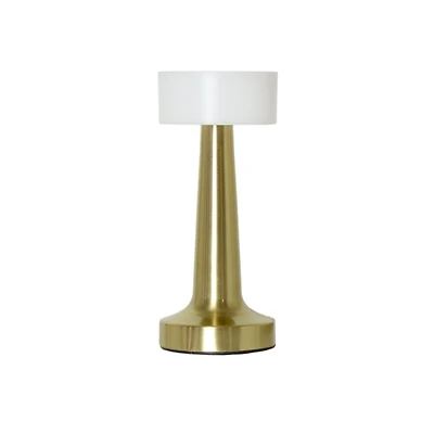 Gold Metal Modern Mushroom Cordless Lamp, 8.5 in.