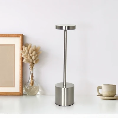 Silver Metal Magic Disc Cordless Lamp