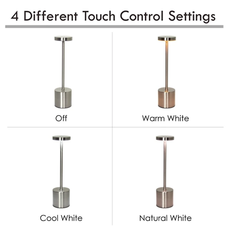 Silver Metal Magic Disc Cordless Lamp