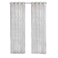 White Sheer Floral Curtain Panel, 108 in.