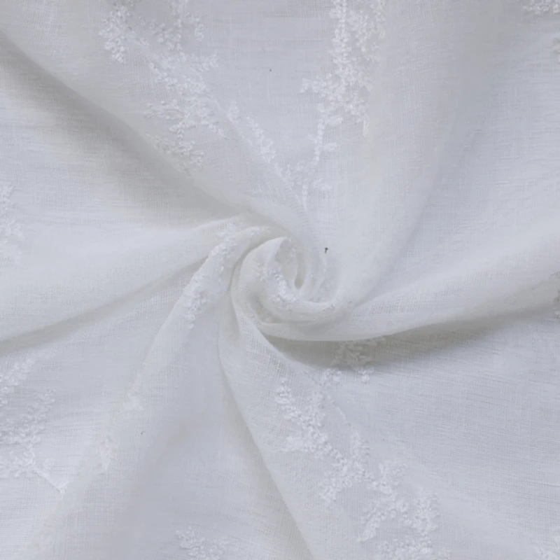 White Sheer Floral Curtain Panel, 108 in.