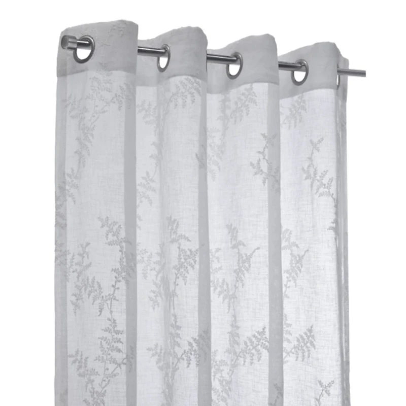 White Sheer Floral Curtain Panel, 95 in.