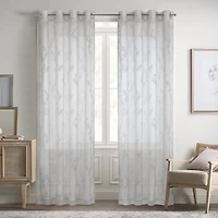 White Sheer Floral Curtain Panel, 95 in.