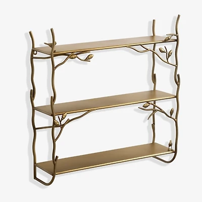Gold Birds and Branches 3-Tier Wall Shelf