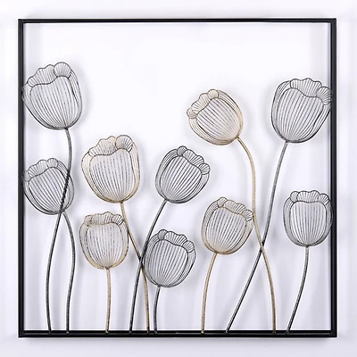 Black & Bronze Metal Flower Wall Plaque