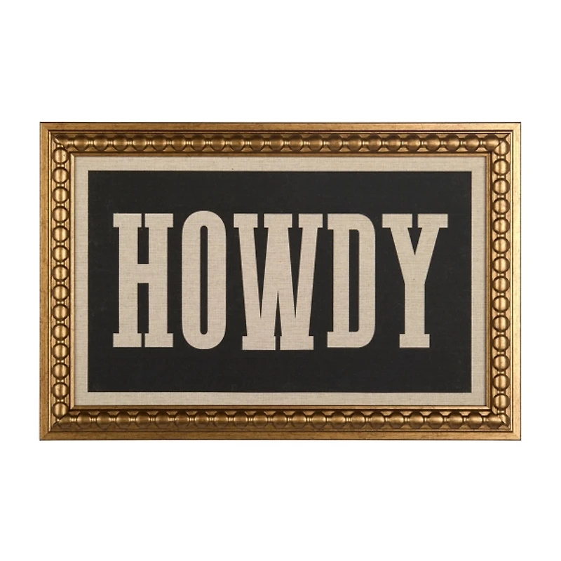 Howdy Linen Framed Wall Plaque