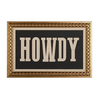 Howdy Linen Framed Wall Plaque