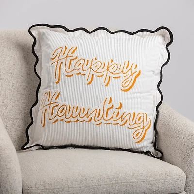 Happy Haunting Scalloped Pillow