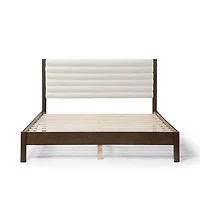 Boucle Upholstered Dark Walnut Aiden Queen Bed