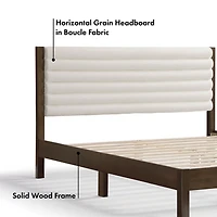 Boucle Upholstered Dark Walnut Aiden Queen Bed