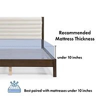 Boucle Upholstered Dark Walnut Aiden Queen Bed