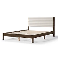 Boucle Upholstered Dark Walnut Aiden Queen Bed