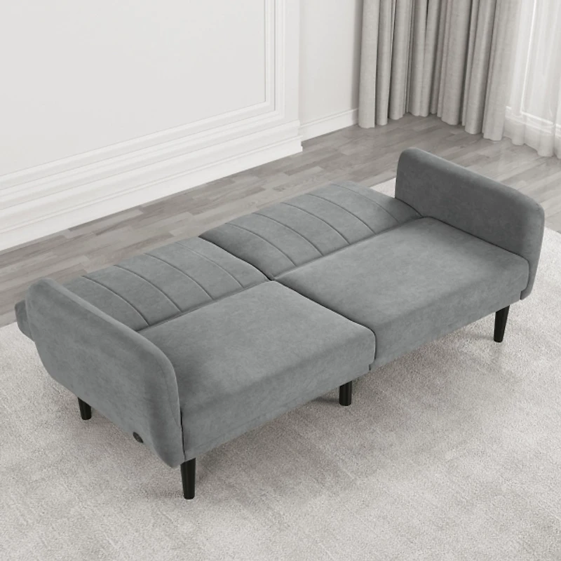 Gray Tufted Allen Convertible Sofa