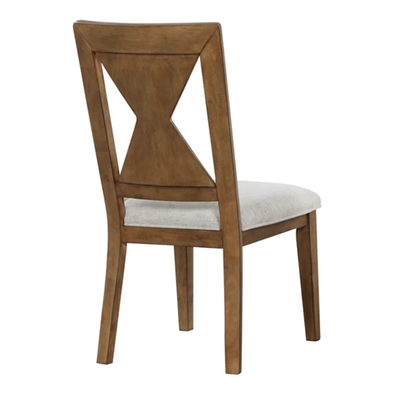 Rustic Oak Wood Triaton Dining Chairs, Set of 2