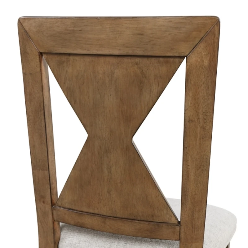 Rustic Oak Wood Triaton Dining Chairs, Set of 2