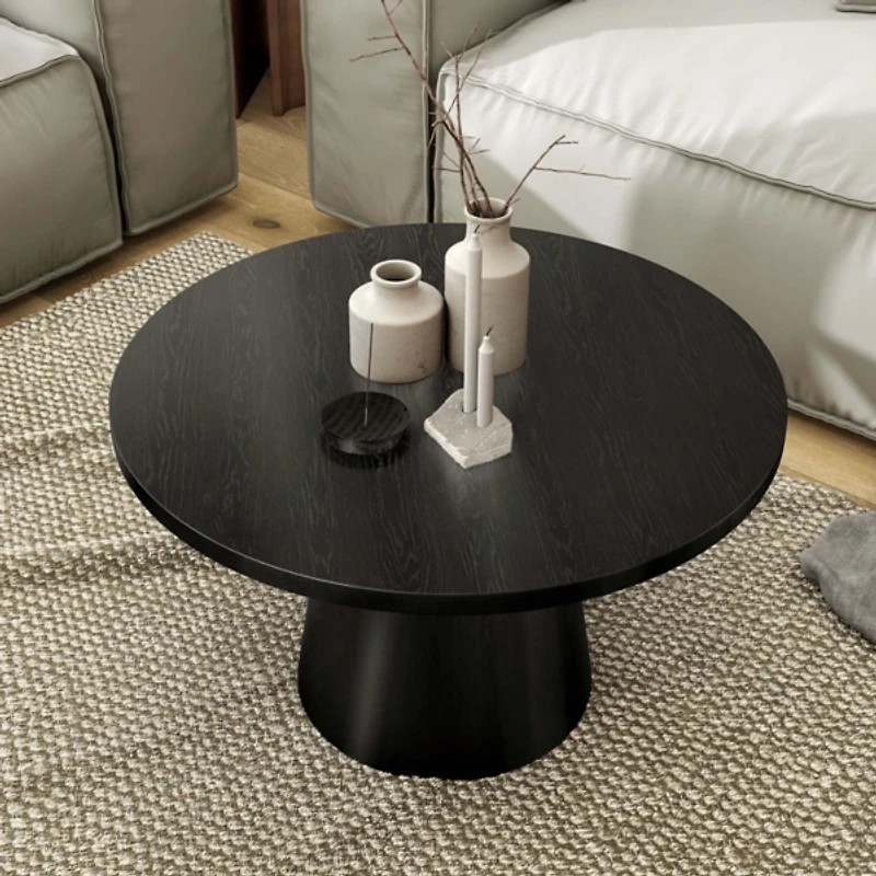 Black Wood Round Leanne Coffee Table