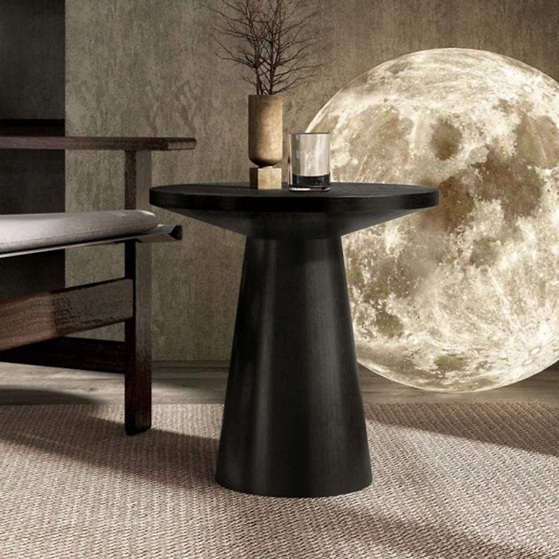 Black Wood Round Leanne Accent Table