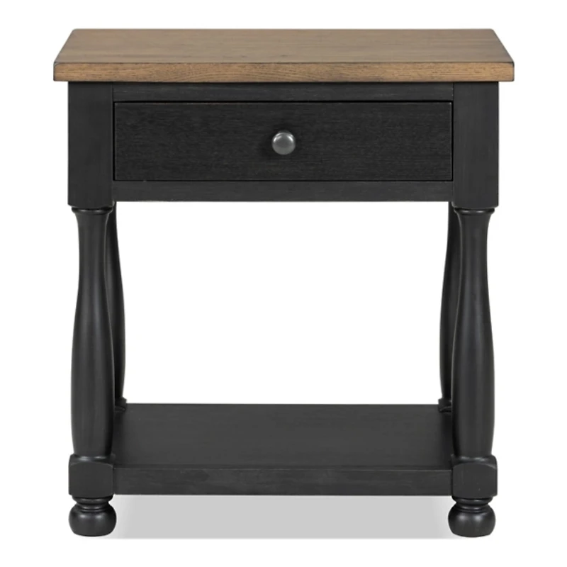 Two Tone Oak and Black Windcrest Nighstand