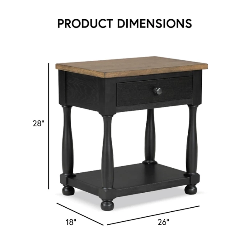 Two Tone Oak and Black Windcrest Nighstand