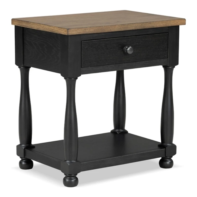 Two Tone Oak and Black Windcrest Nighstand