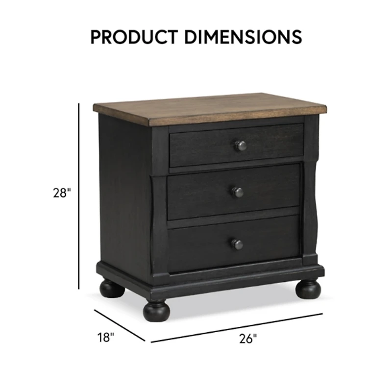 Two Tone Oak and Black Windcrest Nighstand