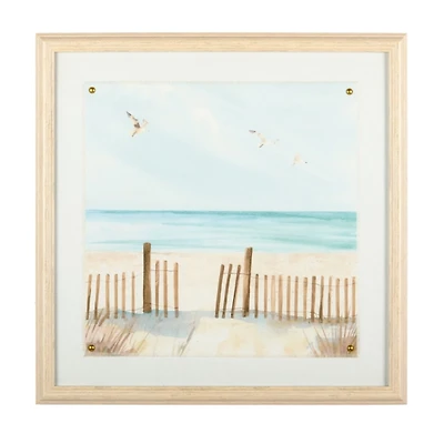Beach Scene on Linen Framed Art Print